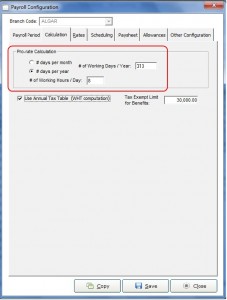 Pro-rate Calculation Factors